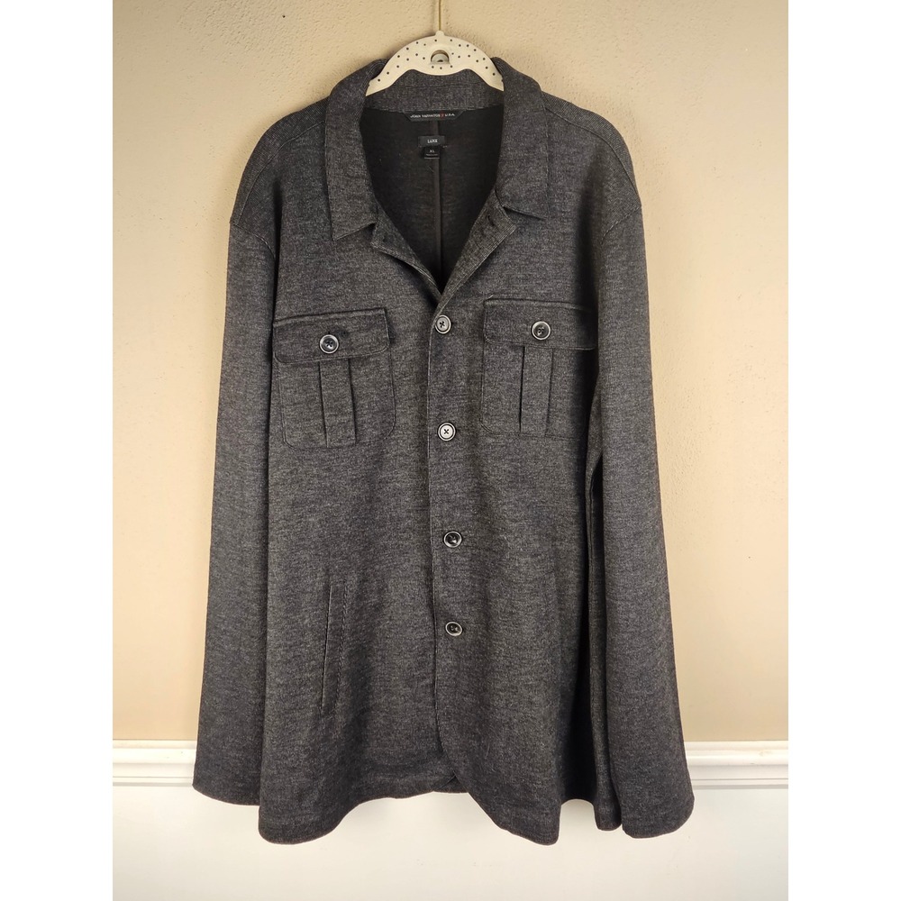 John Varvatos USA Luxe Mens Black Wool Blend Shirt Jacket Shacket XL